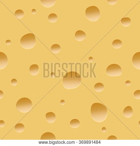 Cheese Seamless Vector Pattern. Appetizing Cheese With Holes