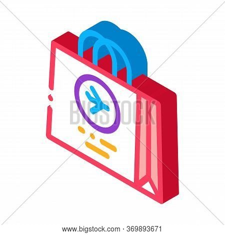 Duty Free Bag Airport Shop Icon Vector. Isometric Airport Store Paper Package Concept Linear Pictogr