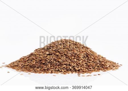 Linseed Organic Seeds - Linum Usitatissimum. White Background