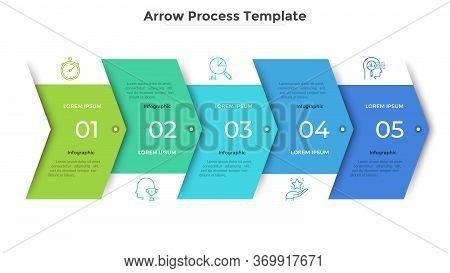Horizontal Progress Bar With 5 Overlapped Arrow-like Elements. Concept Of 5 Steps Of Business Strate