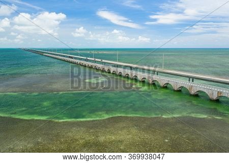 Seven Mile Bridge Florida Keys Usa Shot With Aerial Drone