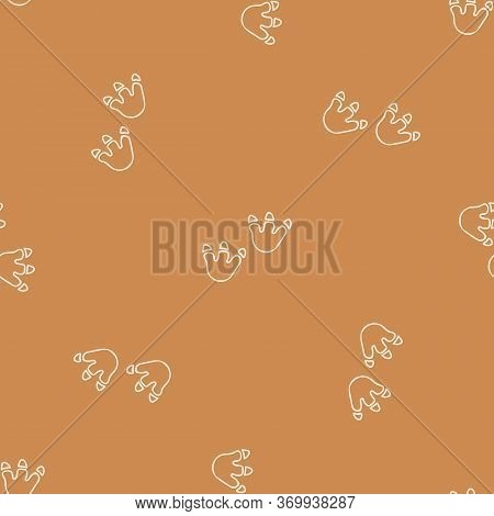 Seamless Background Dinosaur Foot Print Gender Neutral Baby Pattern. Simple Whimsical Minimal Earthy
