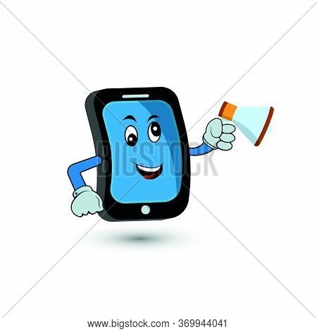 Cartoon Mobile Phone Mascot. Design Vector Illustration