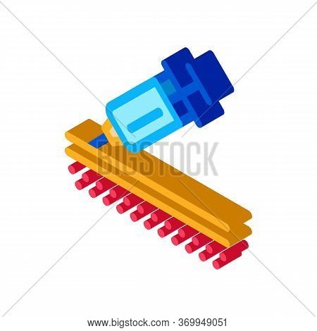 Injection Of Syringe Under Skin Icon Vector. Isometric Injection Of Syringe Under Skin Sign. Color I