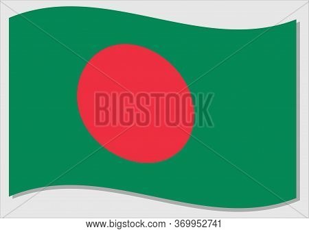 Waving Flag Of Bangladesh Vector Graphic. Waving Bangladeshi Flag Illustration. Bangladesh Country F