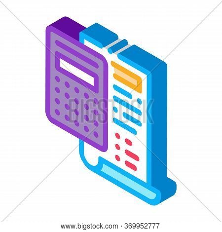 Court Sentence Cache Calculation Icon Vector. Isometric Court Sentence Cache Calculation Sign. Color
