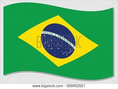 Waving Flag Of Brazil Vector Graphic. Waving Brazilian Flag Illustration. Brazil Country Flag Wavin 