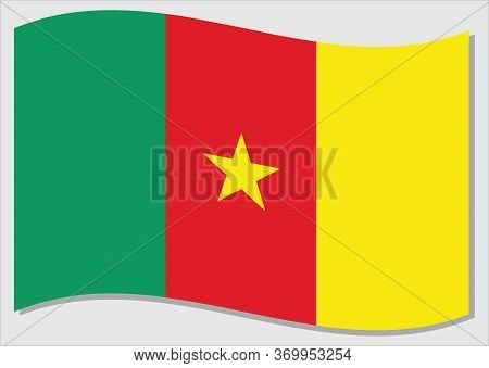Waving Flag Of Cameroon Vector Graphic. Waving Cameroonian Flag Illustration. Cameroon Country Flag 