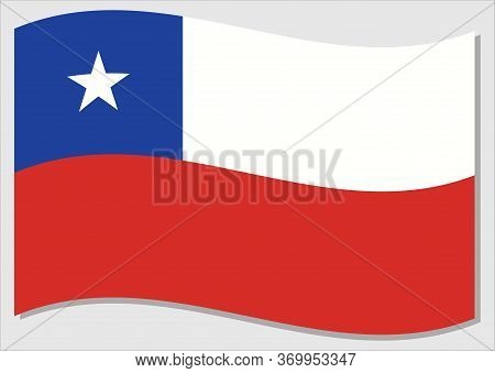 Waving Flag Of Chile Vector Graphic. Waving Chilean Flag Illustration. Chile Country Flag Wavin In T