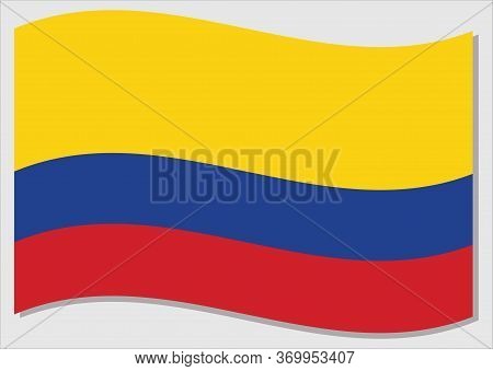 Waving Flag Of Colombia Vector Graphic. Waving Colombian Flag Illustration. Colombia Country Flag Wa