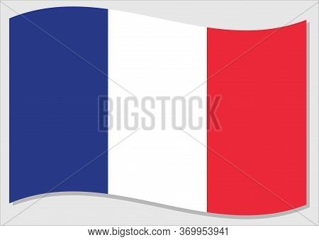 Waving Flag Of France Vector Graphic. Waving French Flag Illustration. France Country Flag Wavin In 