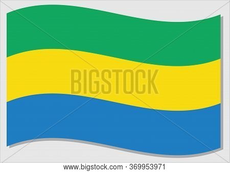 Waving Flag Of Gabon Vector Graphic. Waving Gabonese Flag Illustration. Gabon Country Flag Wavin In 
