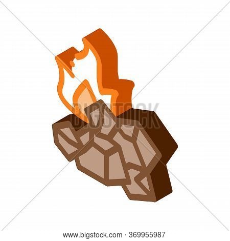 Charcoal For Fire Icon Vector. Isometric Charcoal For Fire Sign. Color Isolated Symbol Illustration