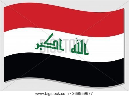 Waving Flag Of Iraq Vector Graphic. Waving Iraqi Flag Illustration. Iraq Country Flag Wavin In The W