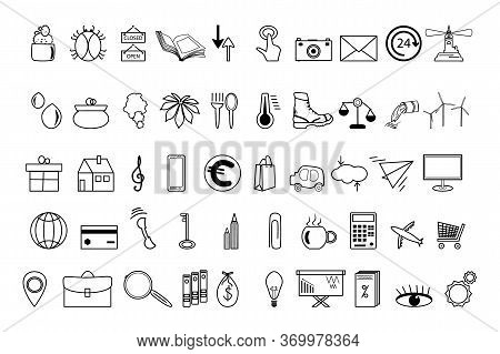 Business And Office Icons Set. Business Thin Line Icons. Vector Simple Outline Design Symbols For We