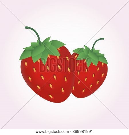 Garden Strawberries, Wild Strawberries. Vector Illustration. Fresh Berry, Sweet Fruit.