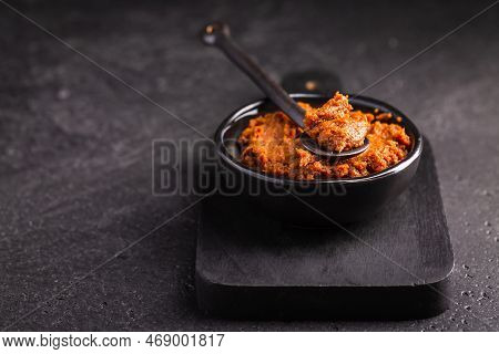 Miso Paste - Japanese Traditional Soybean Processed Foods, On Black Background