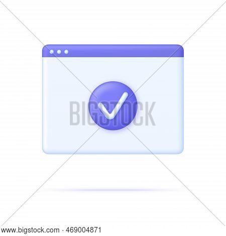 3d Page And Check Mark Icon. Approved Icon. File, Checklist, Document, Form, Plan. Document Agreeing