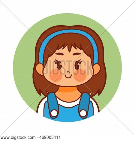 Vector Cartoon Cute Kawaii Kid Face Isolated