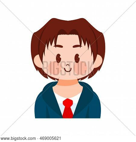 Vector Cartoon Cute Kawaii Kid Face Isolated
