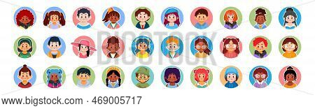 Vector Set Of Different Cute Faces Isolated