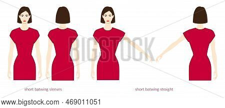 Batwing Sleeves Short Length Clothes Character Beautiful Lady In Burgundy Top, Shirt, Dress Technica