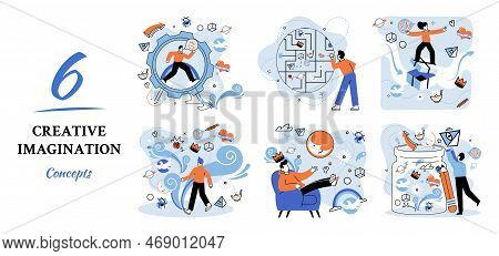 Creative Mind, Imagination Or Brainstorm Or Originative Idea Concept. Creative Imagination. Phantasy