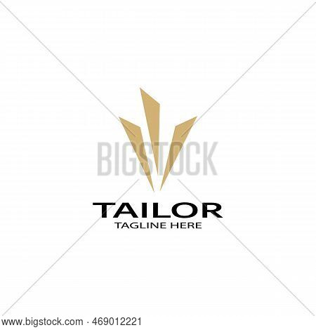 Tailor Logo Icon Illustration Template Combination Of Buttons For Clothes, Thread And Sewing Machine