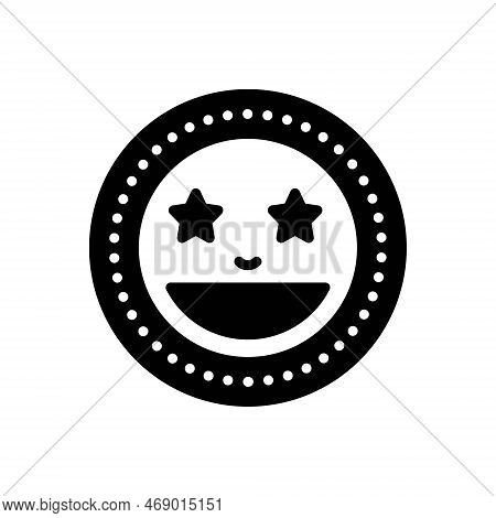 Black Solid Icon For Fabulous Tremendous Smile Laugh Star Circle Happy Happiness Expression Fantasti