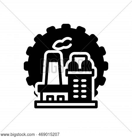 Black Solid Icon For Manufacturer Maker Producer Constructor Processor Factory Power-house Smoke Mak