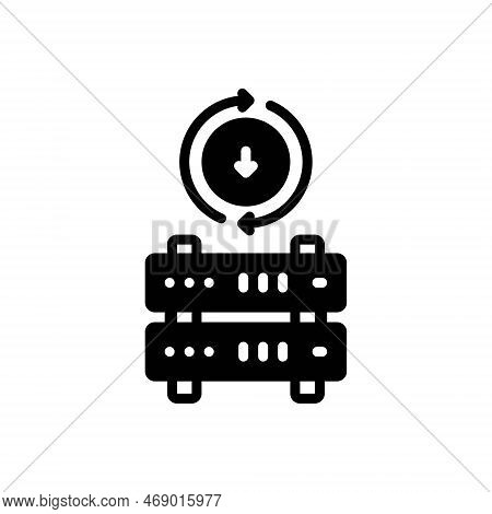 Black Solid Icon For Backup Support Resever Server Center Database