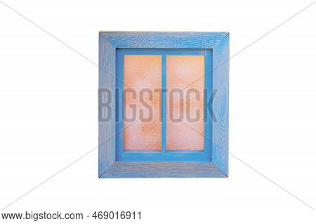 Wooden Windiw Decorated, Isolated On A White Background
