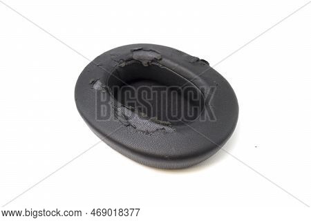 Broken Headphone Pad From Frequent Use Isolated On A White Background