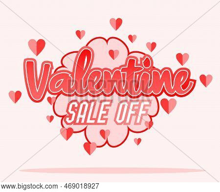 Pop Art Valentine Sale Off Design With Pink Color And Heart Shape Ornament