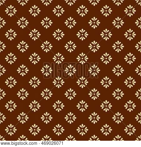 Flower Geometric Pattern. Seamless Vector Background. Gold And Browm Ornament. Ornament For Fabric, 