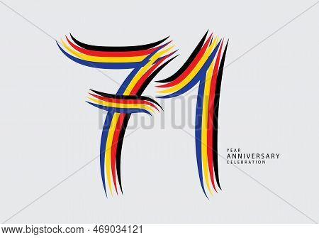 71 Years Anniversary Celebration Logotype Colorful Line Vector, 71th Birthday Logo, 71 Number, Banne