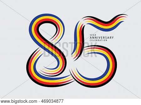 85 Years Anniversary Celebration Logotype Colorful Line Vector, 85th Birthday Logo,85 Number, Banner