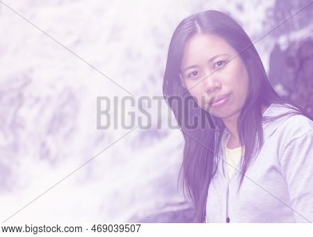 Portrait Thai Woman At Siribhum Waterfall Doi Inthanon National Park, Chiangmai Thailand