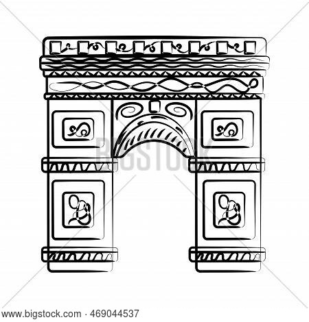 Isolated Sketch Of Arch Of Triumph Landmark Vector Illustration