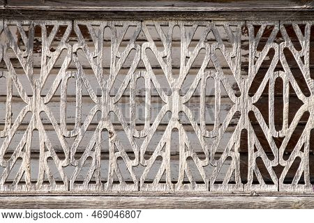 Details On The Railing Of A Balcony In An Old House In The City Of Marigot On Sint Marteen