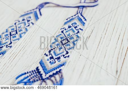 Geometric Pattern On The Gerdan Ornament, Ukrainian Beaded Ornament, Amulet.