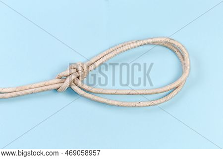 Rope Knot Bowline On A Bight Intended To Make Pair Of Fixed-size Loops In The Middle Of A Rope, View