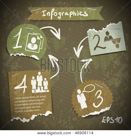 Infografika roztrhané kousky papíru ve Vintage stylu Scrapbooking