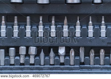 A Set Of Torx Tools, Socket Wrenches, Screwdrivers And Other Tools. A Tool For Car Repair. Selective