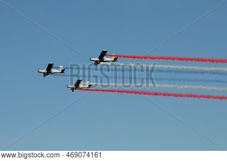 Nakhon Pathom, Thailand - January 14, 2023 : 3 Au-23 A Proeller Military Aircraf Of Royal Thai Air F