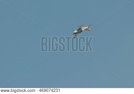 Nakhon Pathom, Thailand - January 14, 2023 : Stunt Flying, The Performance Of Aerial Feats Requiring