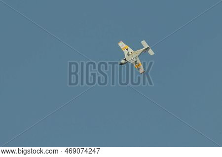 Nakhon Pathom, Thailand - January 14, 2023 : Stunt Flying, The Performance Of Aerial Feats Requiring