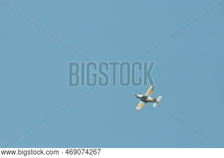 Nakhon Pathom, Thailand - January 14, 2023 : Stunt Flying, The Performance Of Aerial Feats Requiring