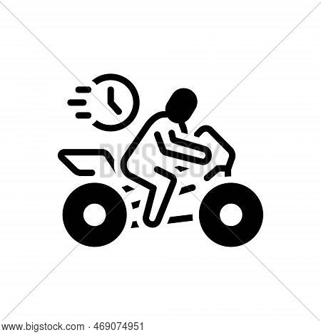 Black Solid Icon For Immediate Bike Speed Fast Quick Instant Rapid Race Motorbike Quick At-once Fast