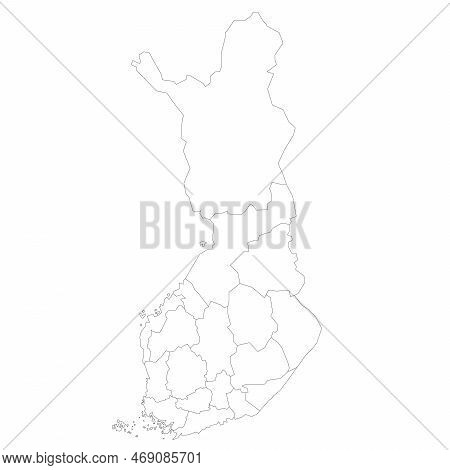 Finland Political Map Of Administrative Divisions - Regions And One Autonomous Region Of Aland. Blan